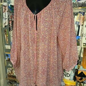 a.n.a Pink and White Paisley Blouse